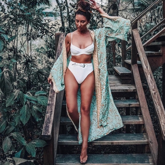 SOLD OUT Turquoise Fields Bohemian Kimono Coverup Robe - Picture 1 of 5